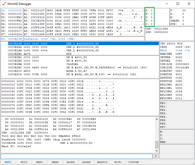 cmp in debugger