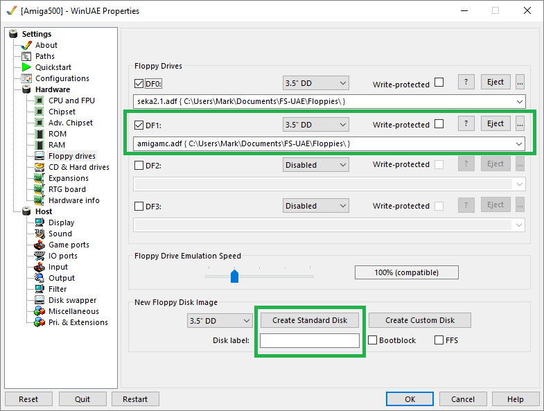 Create save disk