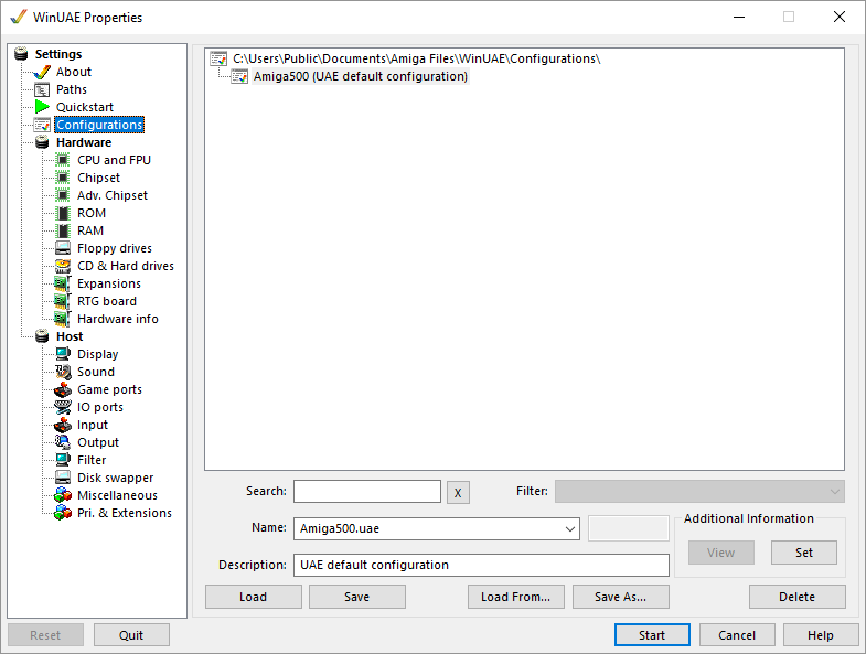 WinUAE Configuration